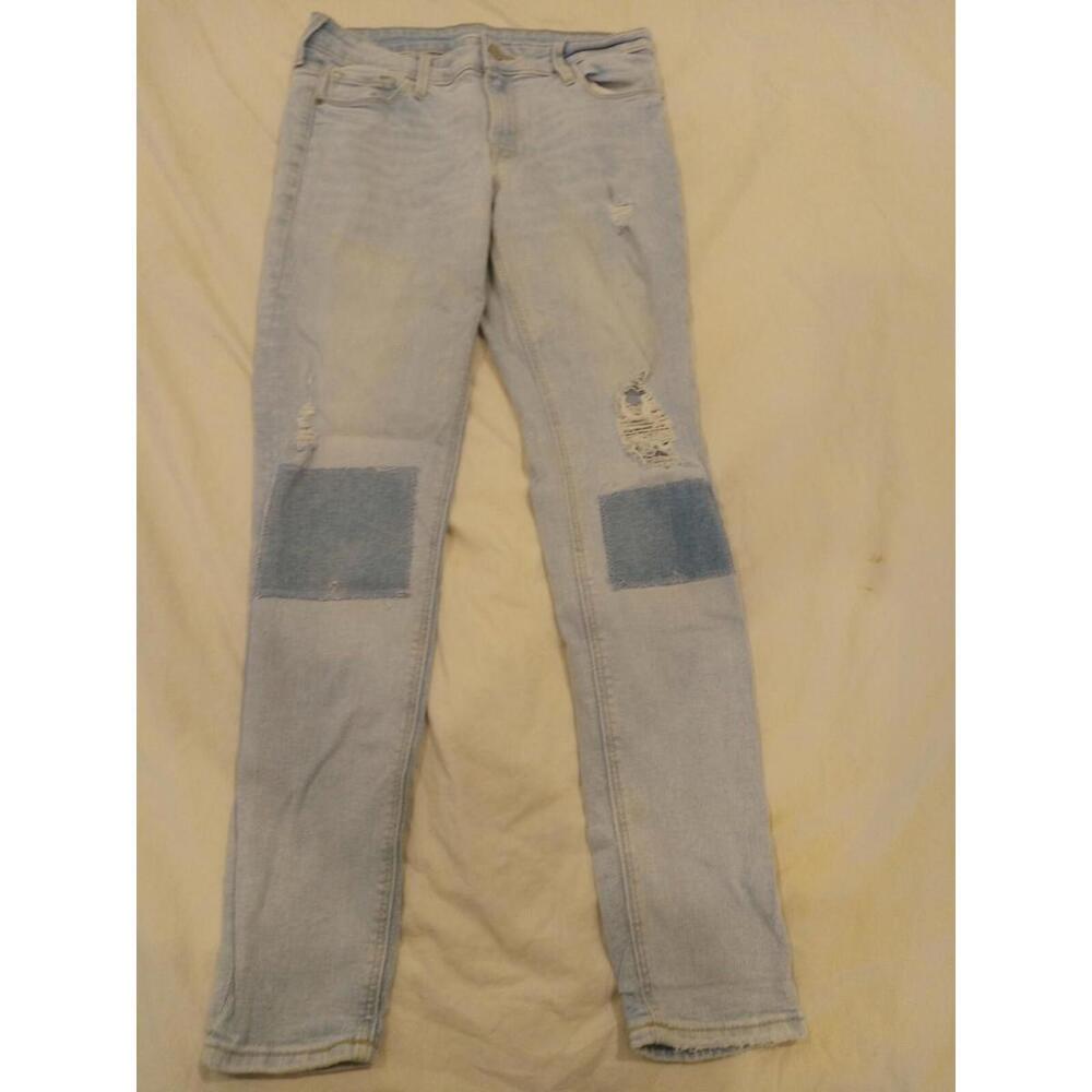 Old Navy Super Skinny Rockstar Women's Size 6 Ditressed Denim Blue Jeans de2